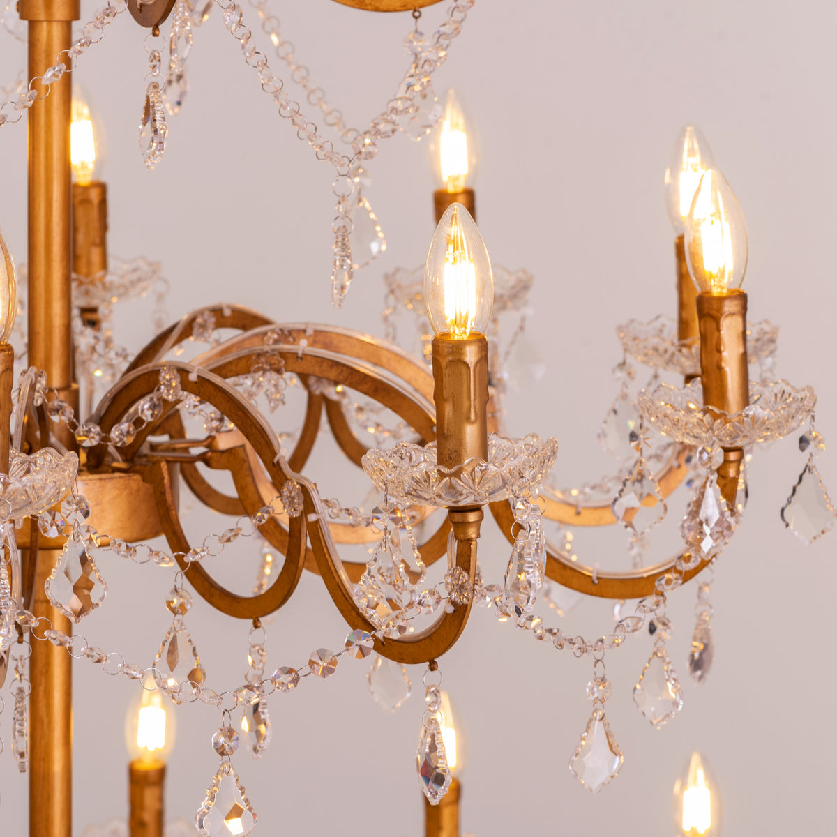 Victorian Masterpiece (Large, Antique Gold) Crystal Double Height Chandelier