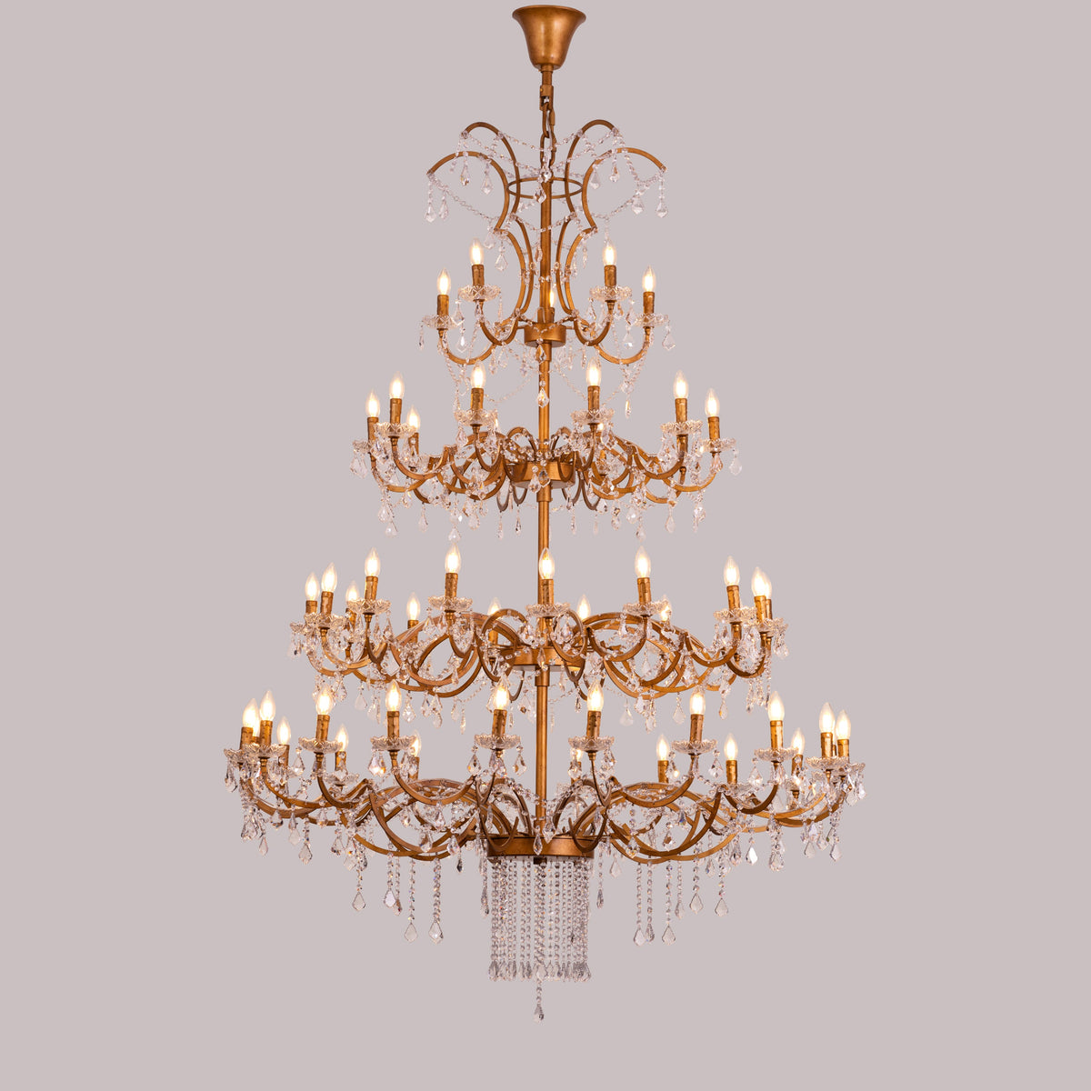 Victorian Masterpiece (Large, Antique Gold) Crystal Double Height Chandelier