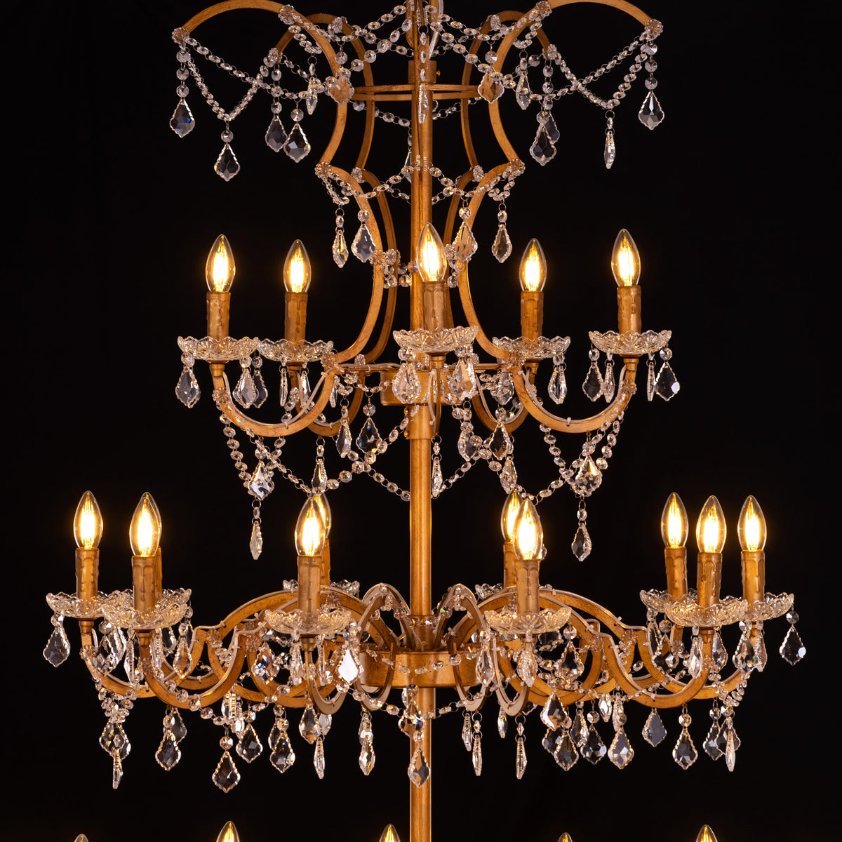 Victorian Masterpiece (Large, Antique Gold) Crystal Double Height Chandelier
