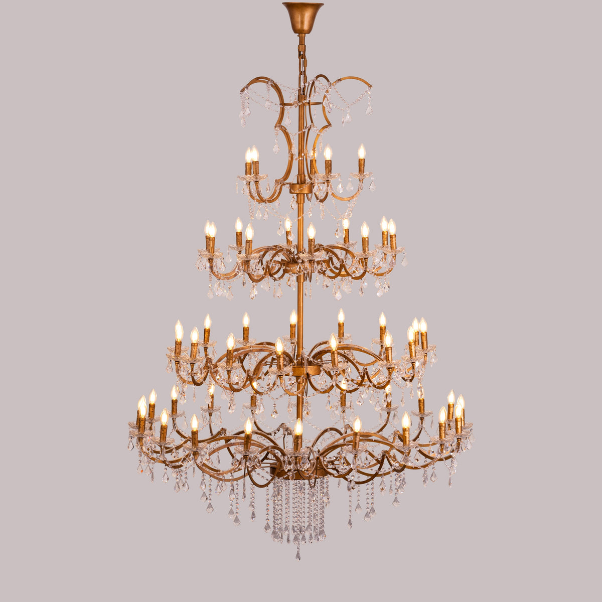 Victorian Masterpiece (Large, Antique Gold) Crystal Double Height Chandelier