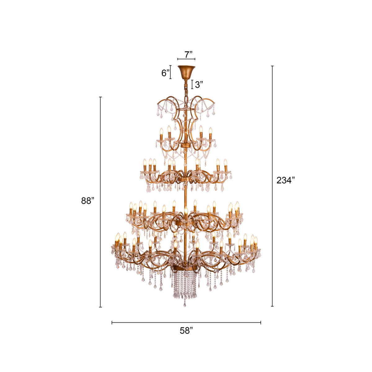 Victorian Masterpiece (Large, Antique Gold) Crystal Double Height Chandelier