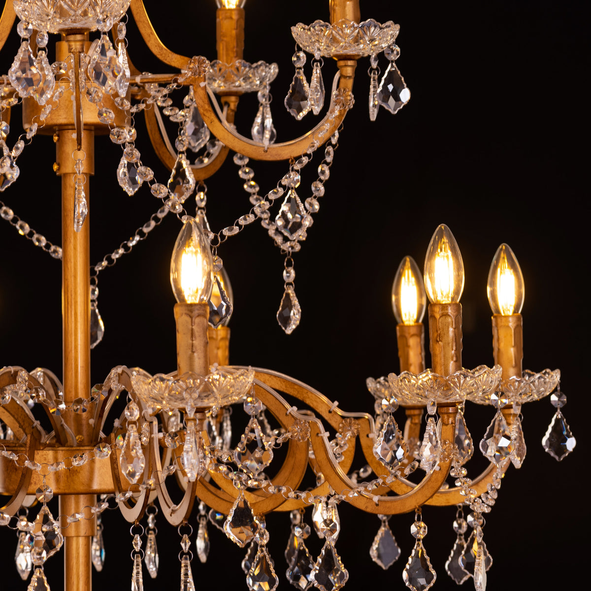 Victorian Masterpiece (Large, Antique Gold) Crystal Double Height Chandelier