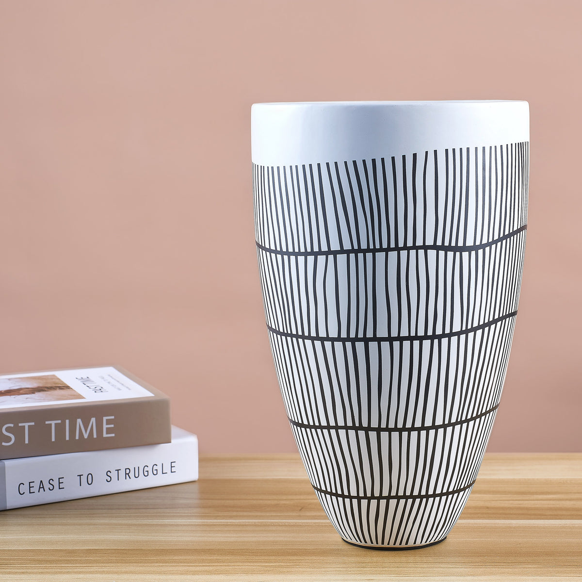 Dance On Air (black/White, Medium) Ceramic Vase