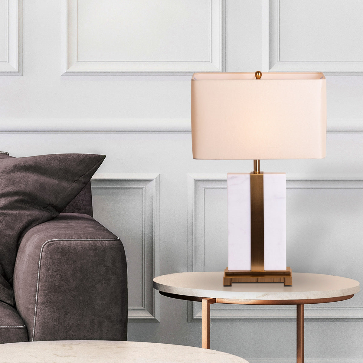 Just A Memory (White, Gold) Marble Table Lamp