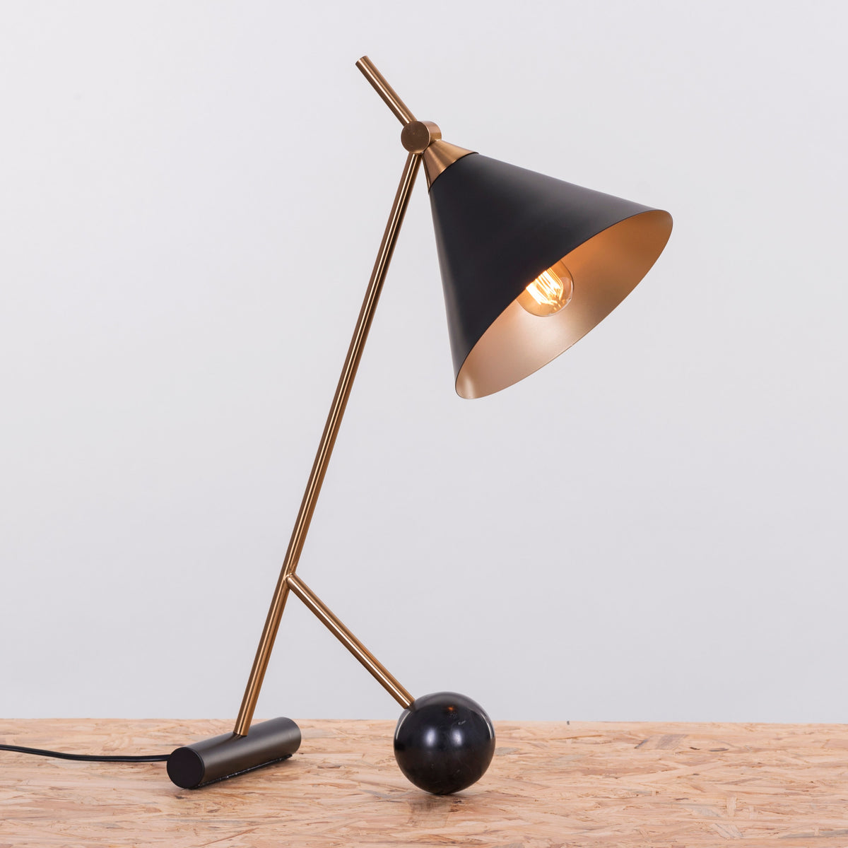 The Night Watch (Gold, Black) Marble Study Table Lamp