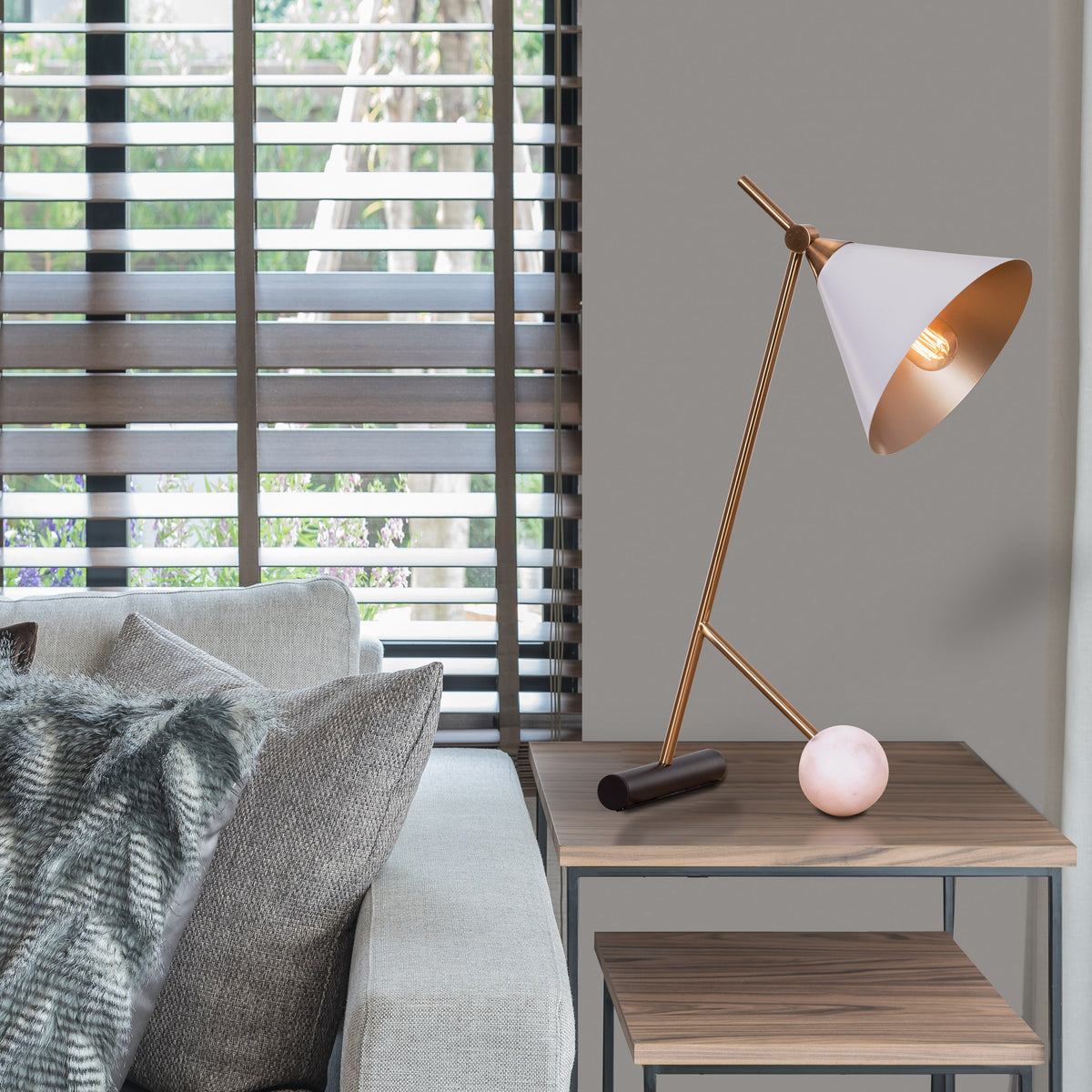 The Night Watch (Gold, White) Marble Study Table Lamp