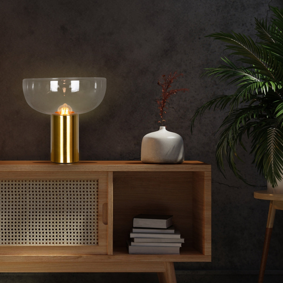 Bonfire (Gold) Clear Glass Table Lamp