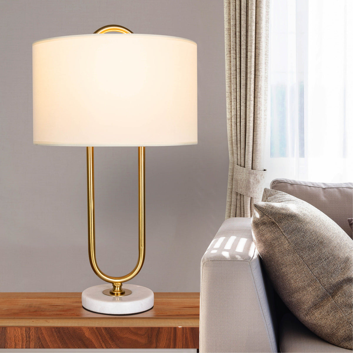 Hold Me Close (Gold, White) Marble Table Lamp