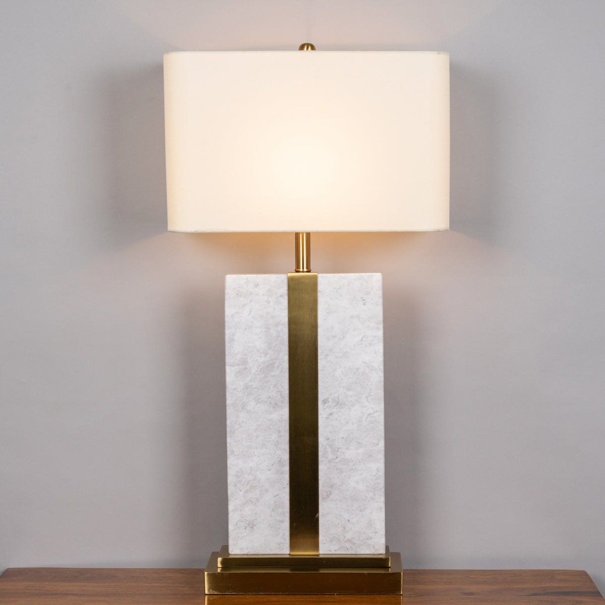 Just A Memory (Extra Large, White, Gold) Marble Table Lamp