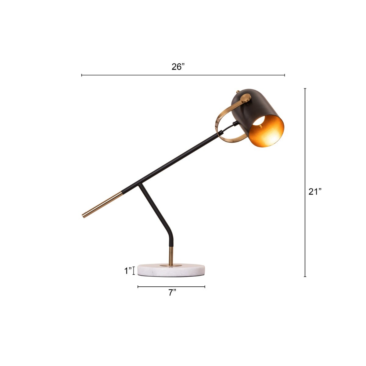 Stay Over (Black, Gold) Marble Study Table Lamp