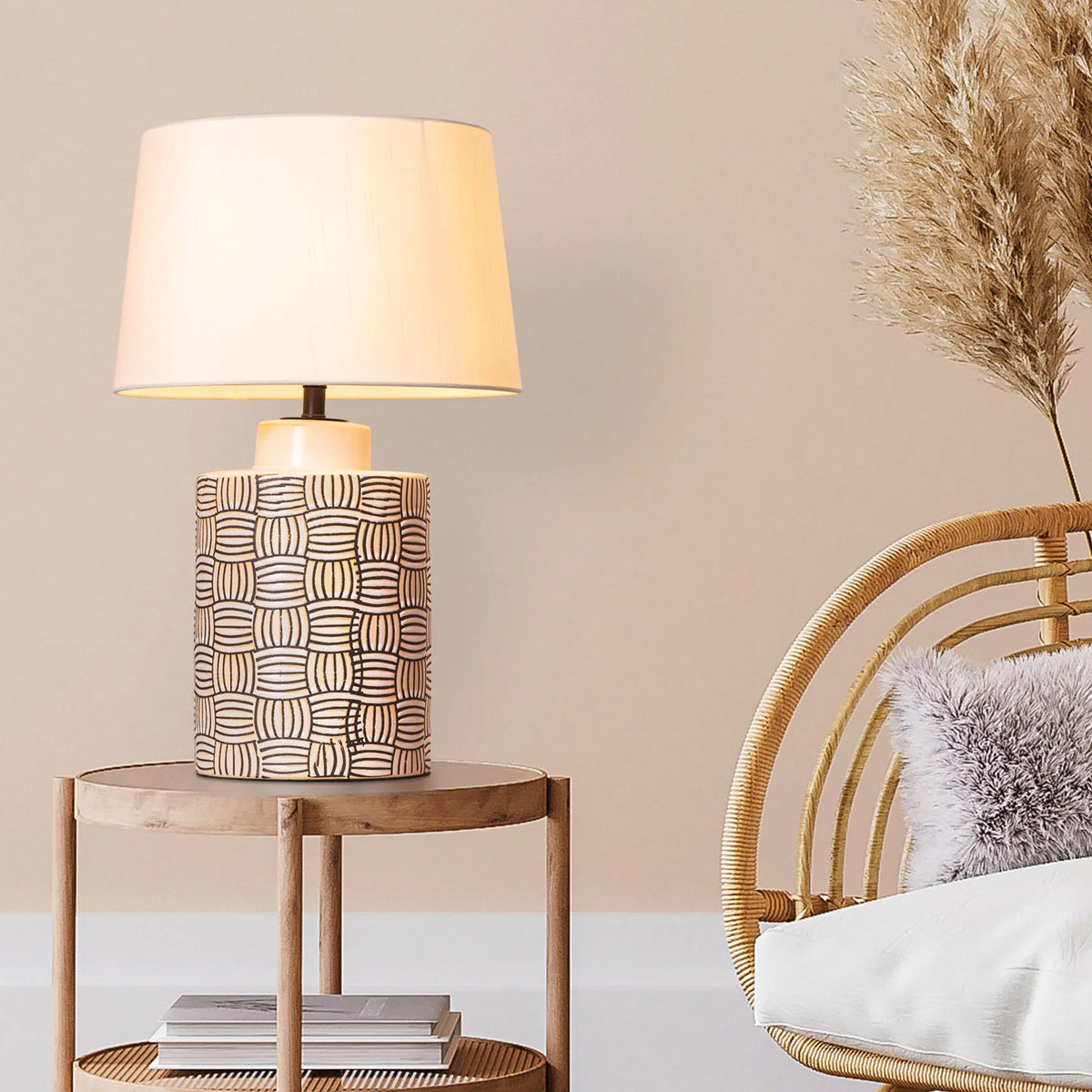 Twisted Treat (Grey, Yellow) Ceramic Table Lamp