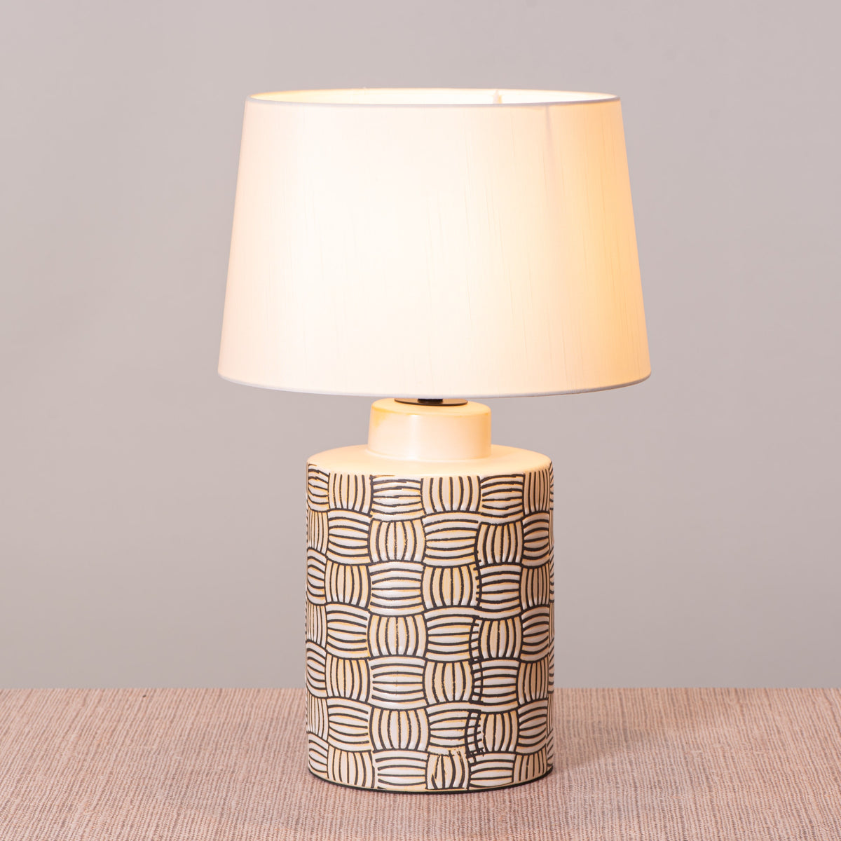Twisted Treat (Grey, Yellow) Ceramic Table Lamp