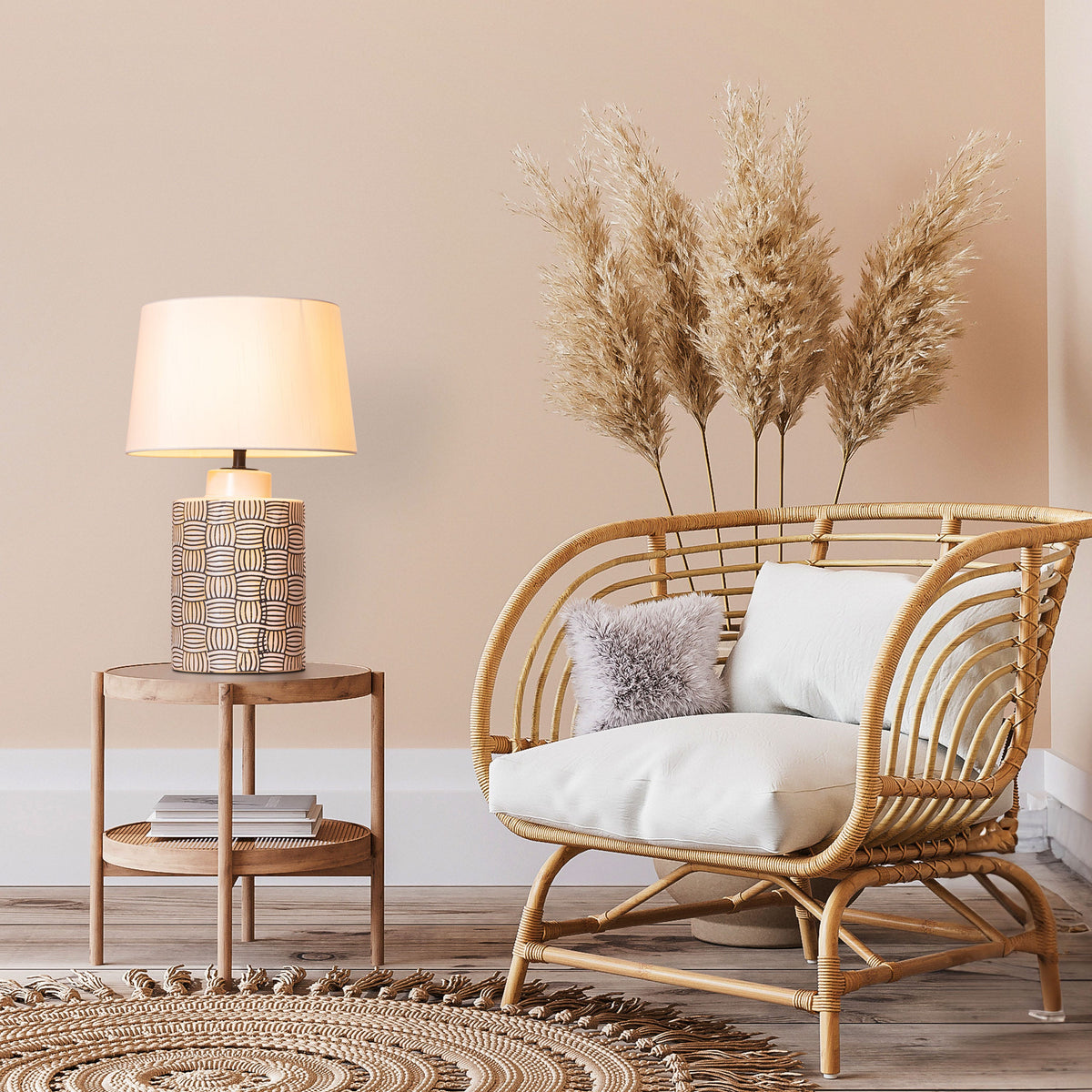 Twisted Treat (Grey, Yellow) Ceramic Table Lamp