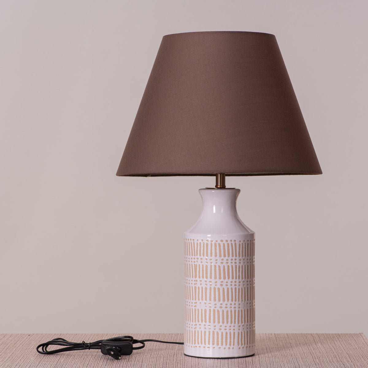 Tan Bran (Brown, Beige) Ceramic Table Lamp