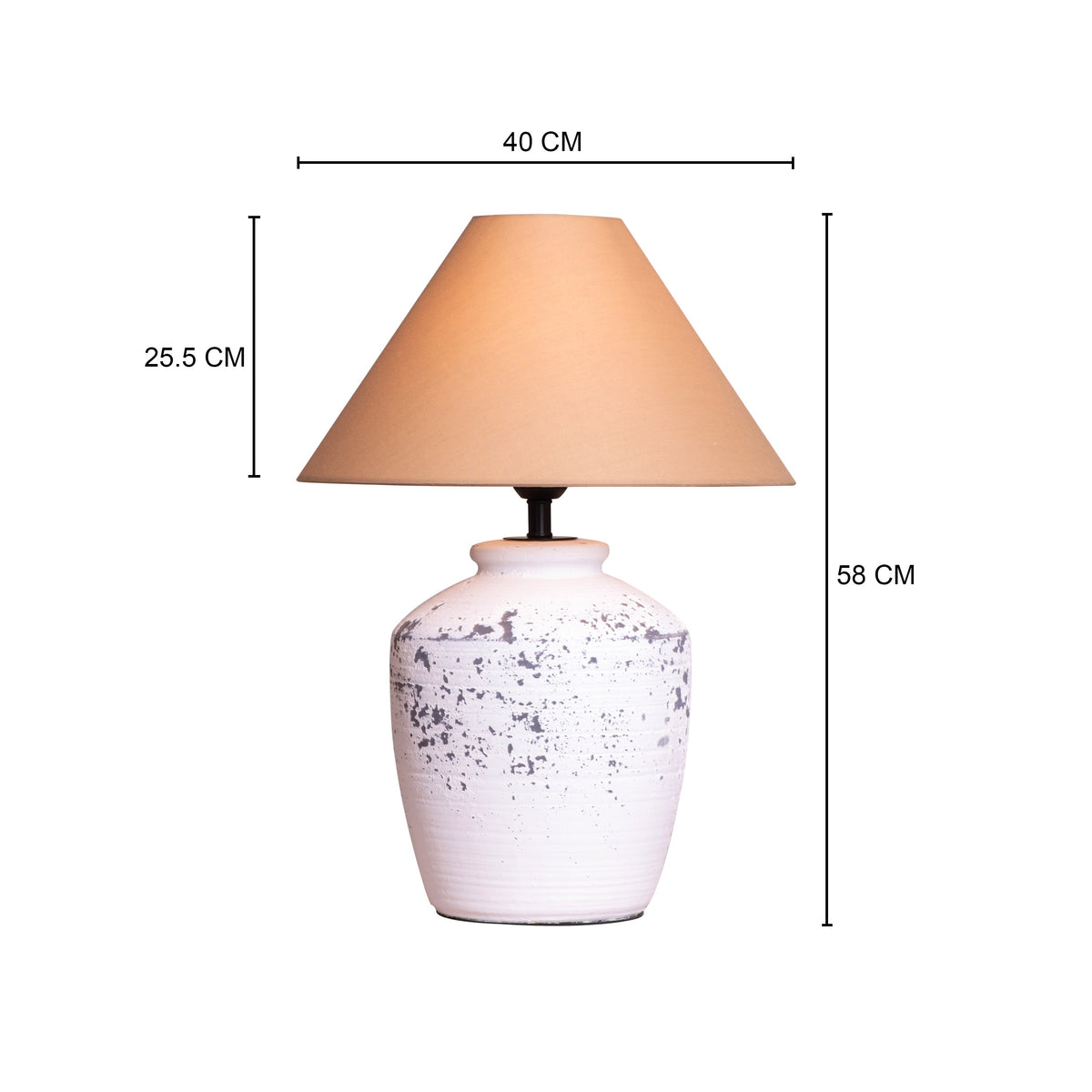 Puglia Pottery (White, Beige) Ceramic Table Lamp