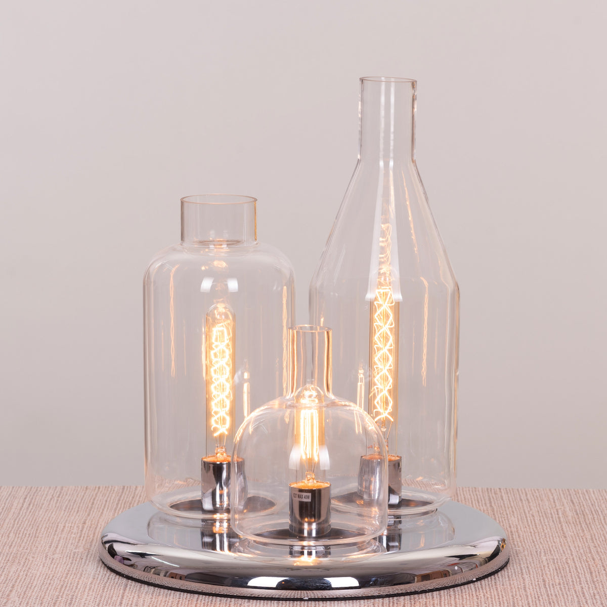 Glow Is Glowing (Chrome) Clear Glass Table Lamp