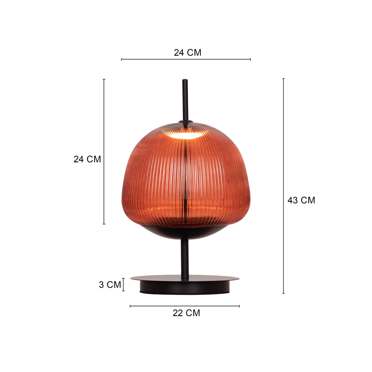 Reserved Rose (Black, Red) Built-In LED Textured Glass Table Lamp