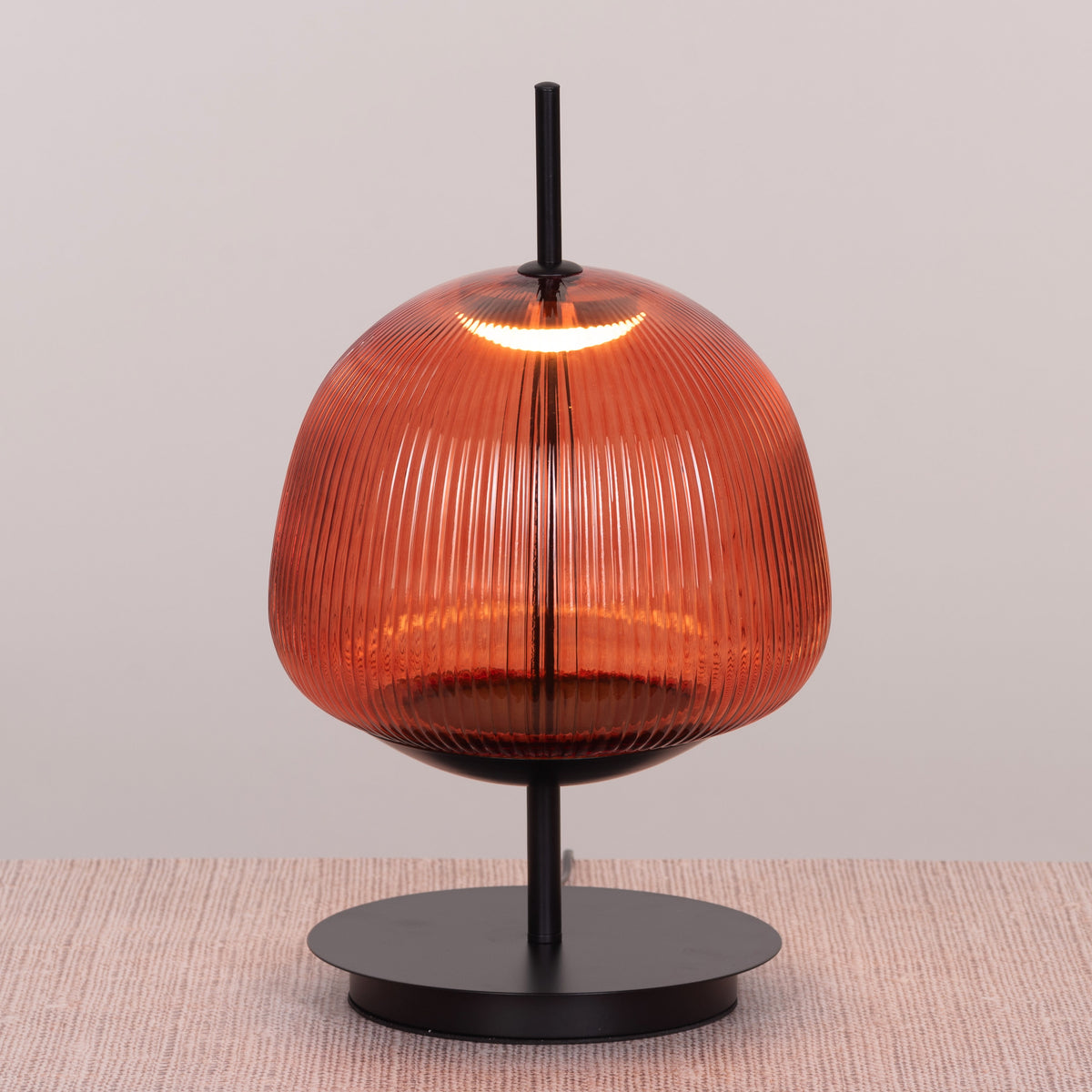 Reserved Rose (Black, Red) Built-In LED Textured Glass Table Lamp