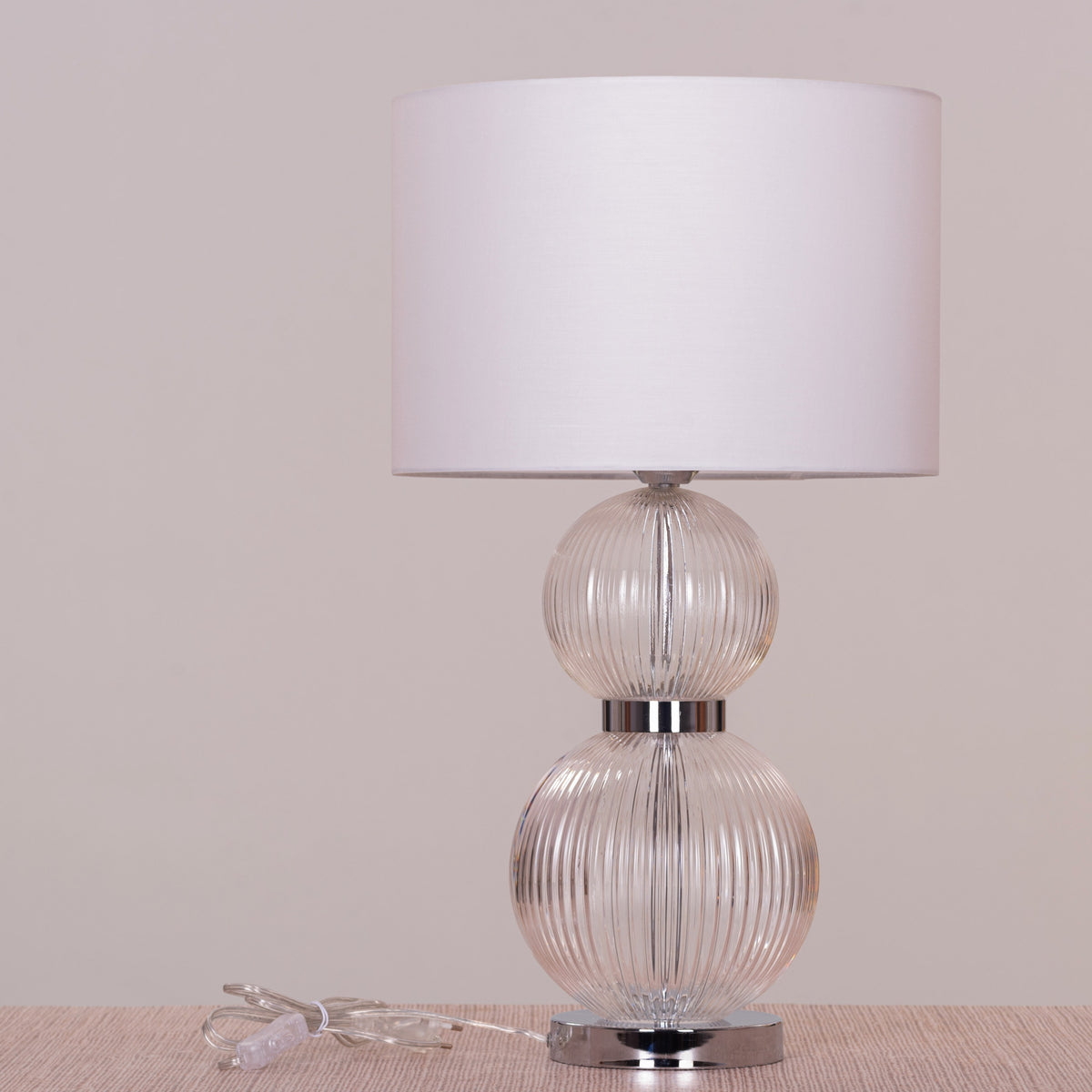Lucky In Love (Chrome) Textured Glass Table Lamp