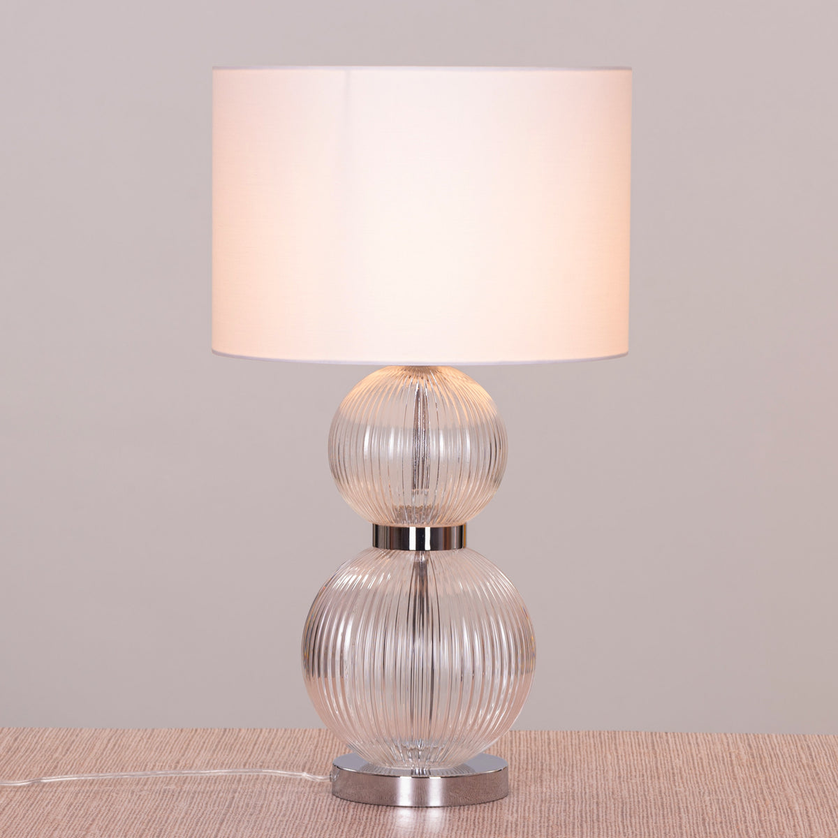 Lucky In Love (Chrome) Textured Glass Table Lamp