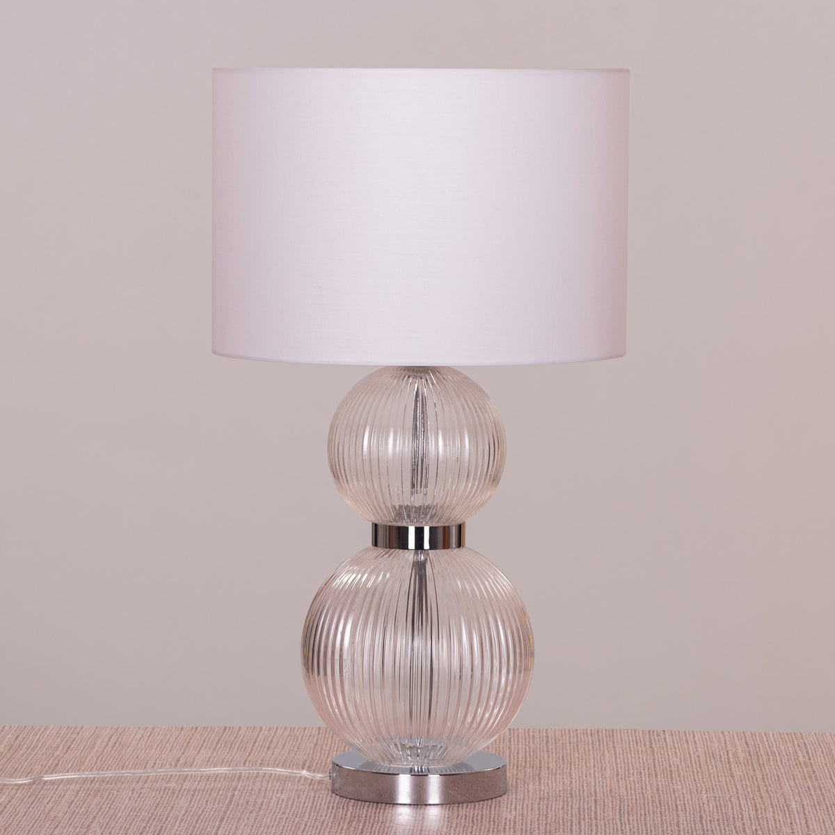 Lucky In Love (Chrome) Textured Glass Table Lamp
