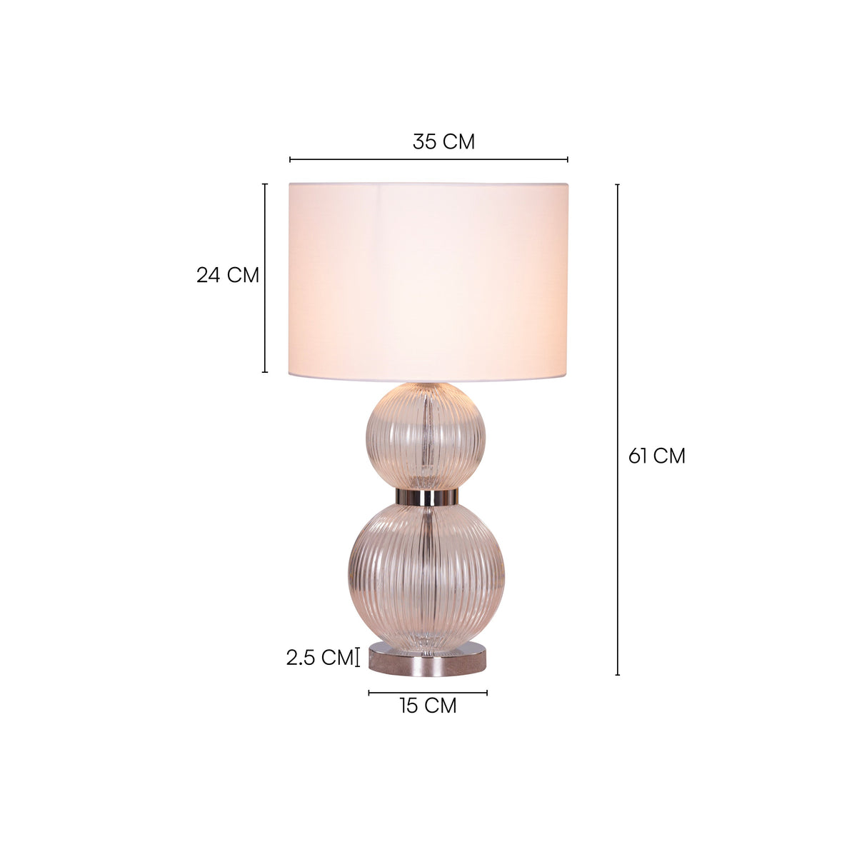 Lucky In Love (Chrome) Textured Glass Table Lamp
