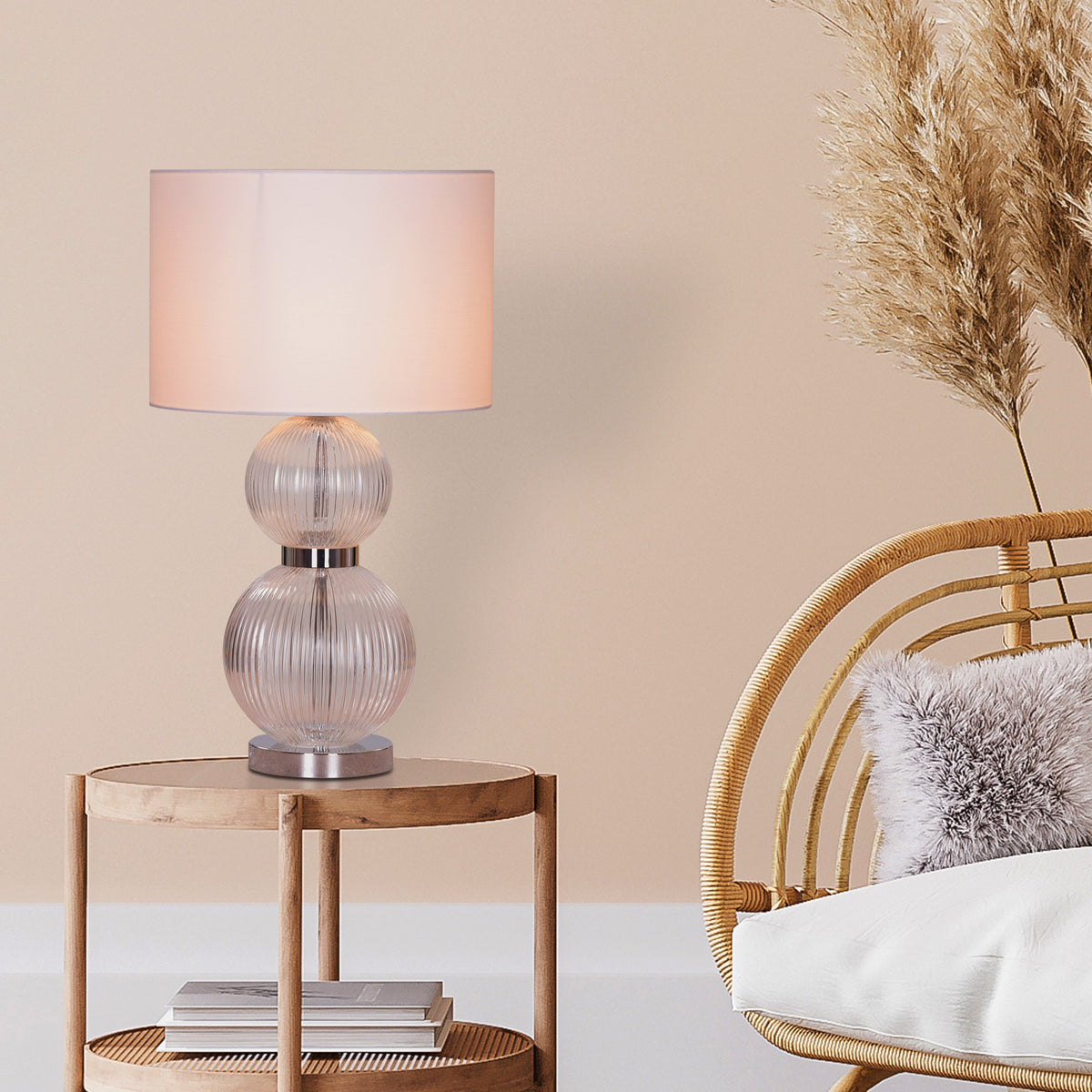 Lucky In Love (Chrome) Textured Glass Table Lamp
