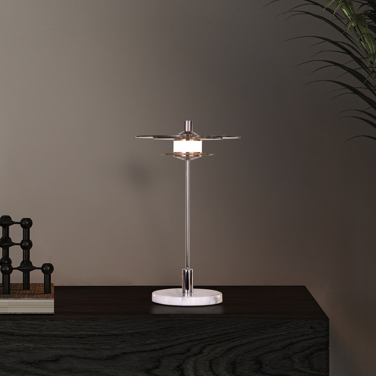 When It Counts (Chrome, Amber, Built-In LED) Marble Table Lamp