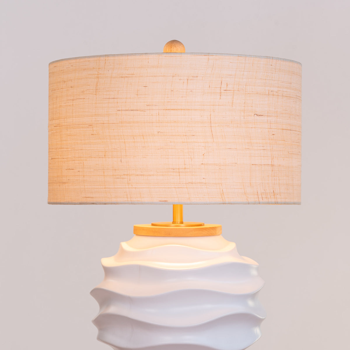 Stuck On A Feeling (White, Beige) Ceramic Table Lamp