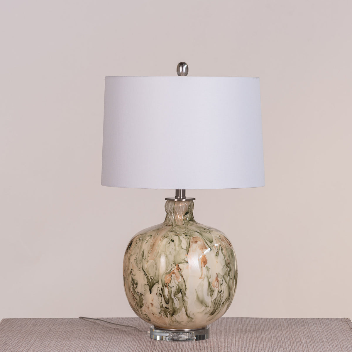 Fools Rush In (Green, White) Ceramic Table Lamp
