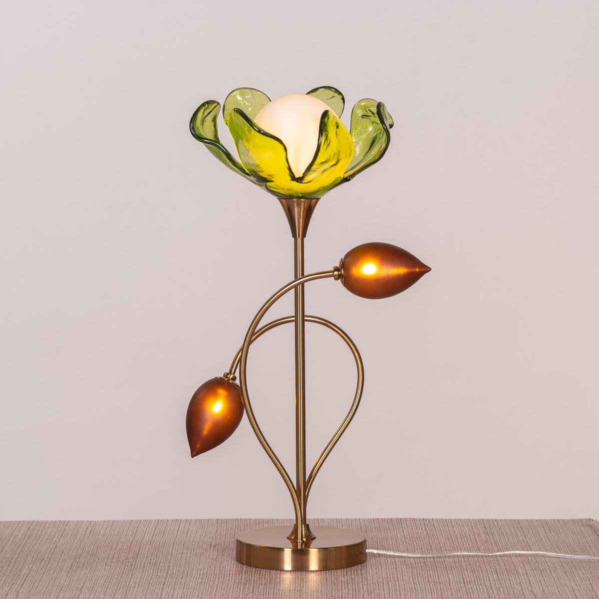 Midori Harmony (Gold, Green & Amber) Tinted Glass Table Lamp