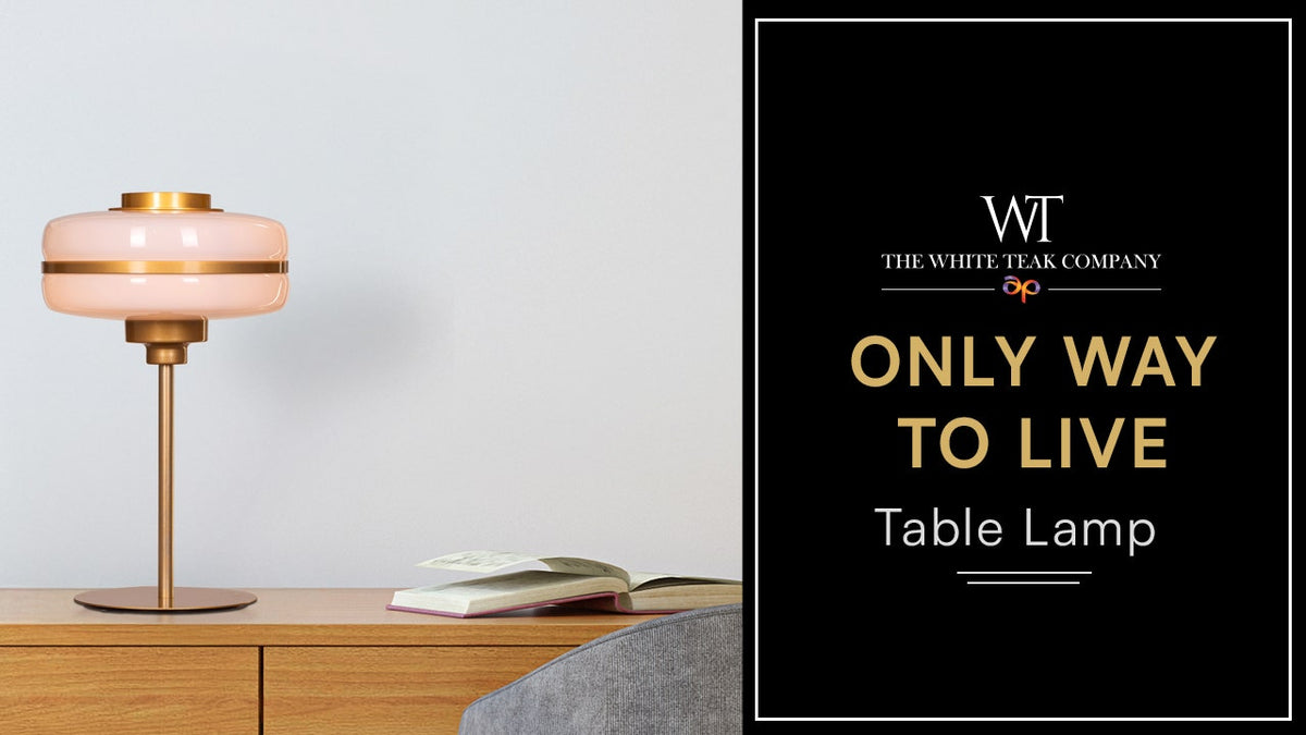 Only Way To Live (Gold, White) Table Lamp