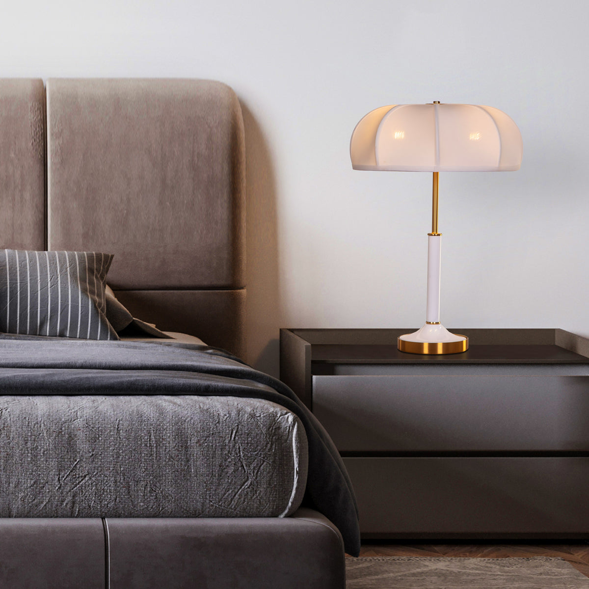 Damsel Duty (Gold, White) Table Lamp