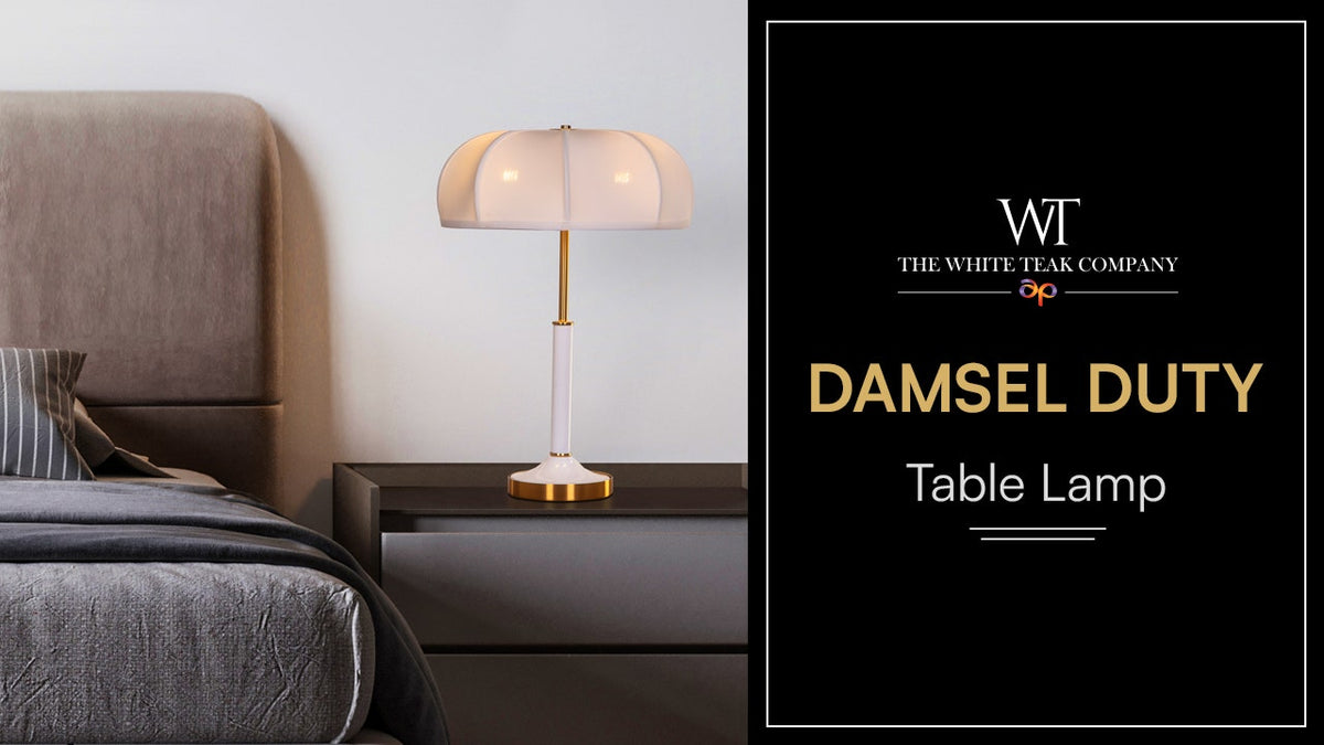 Damsel Duty (Gold, White) Table Lamp