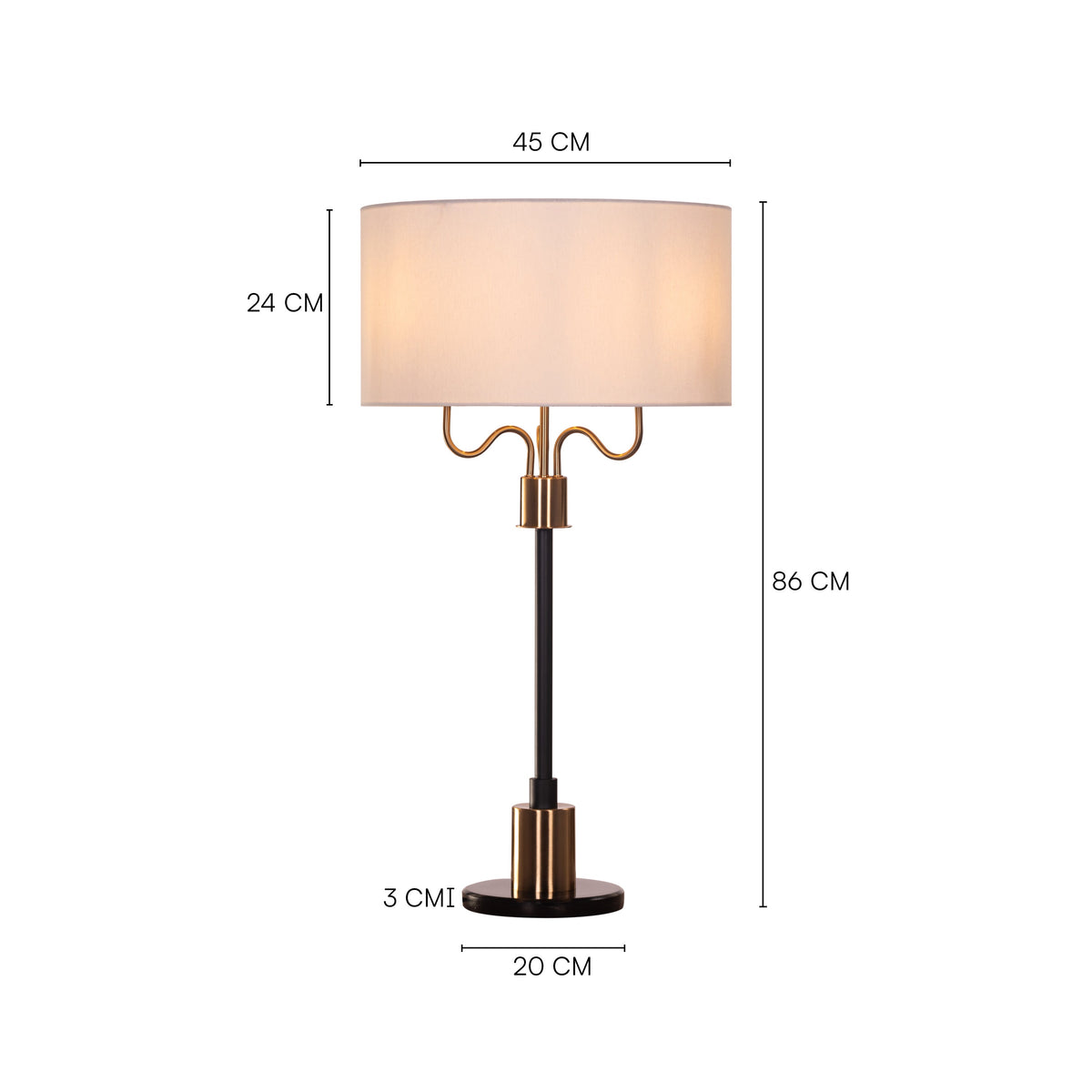 Aubrelle (Black & Gold) Marble Table Lamp
