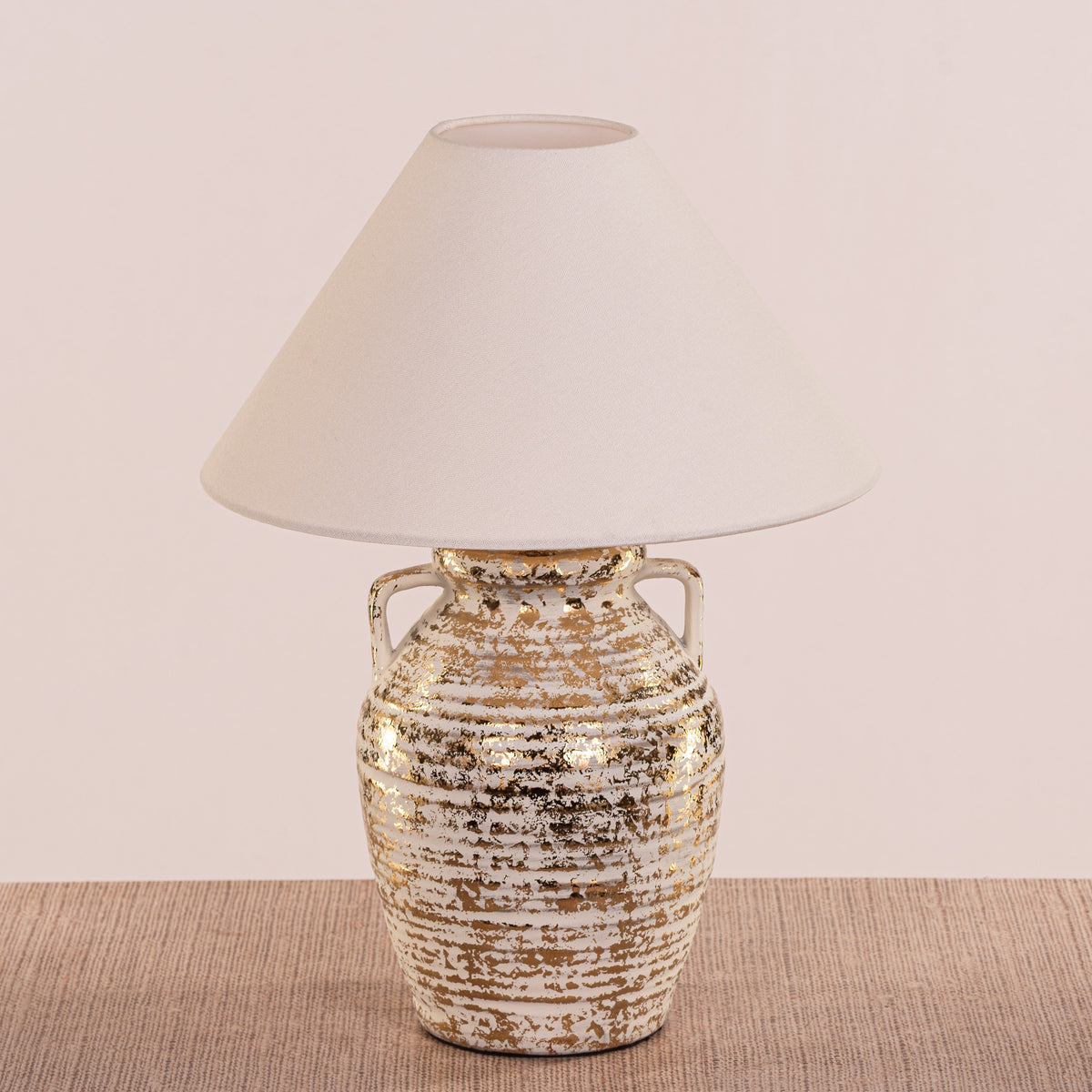 Velera (White, Gold) Fabric Table Lamp