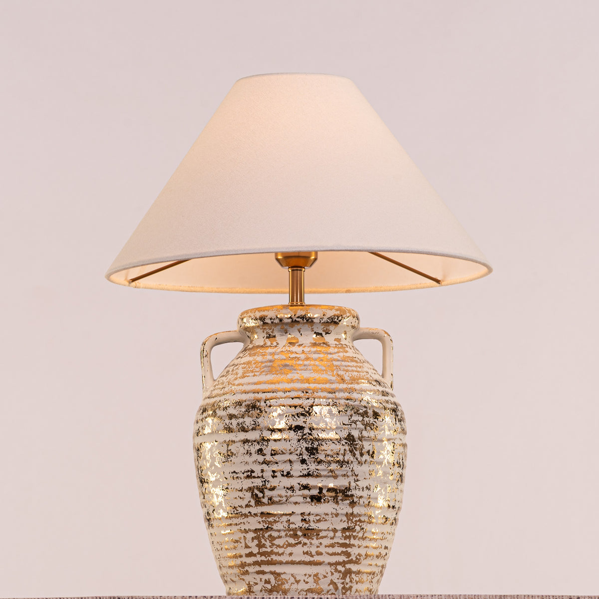 Velera (White, Gold) Fabric Table Lamp
