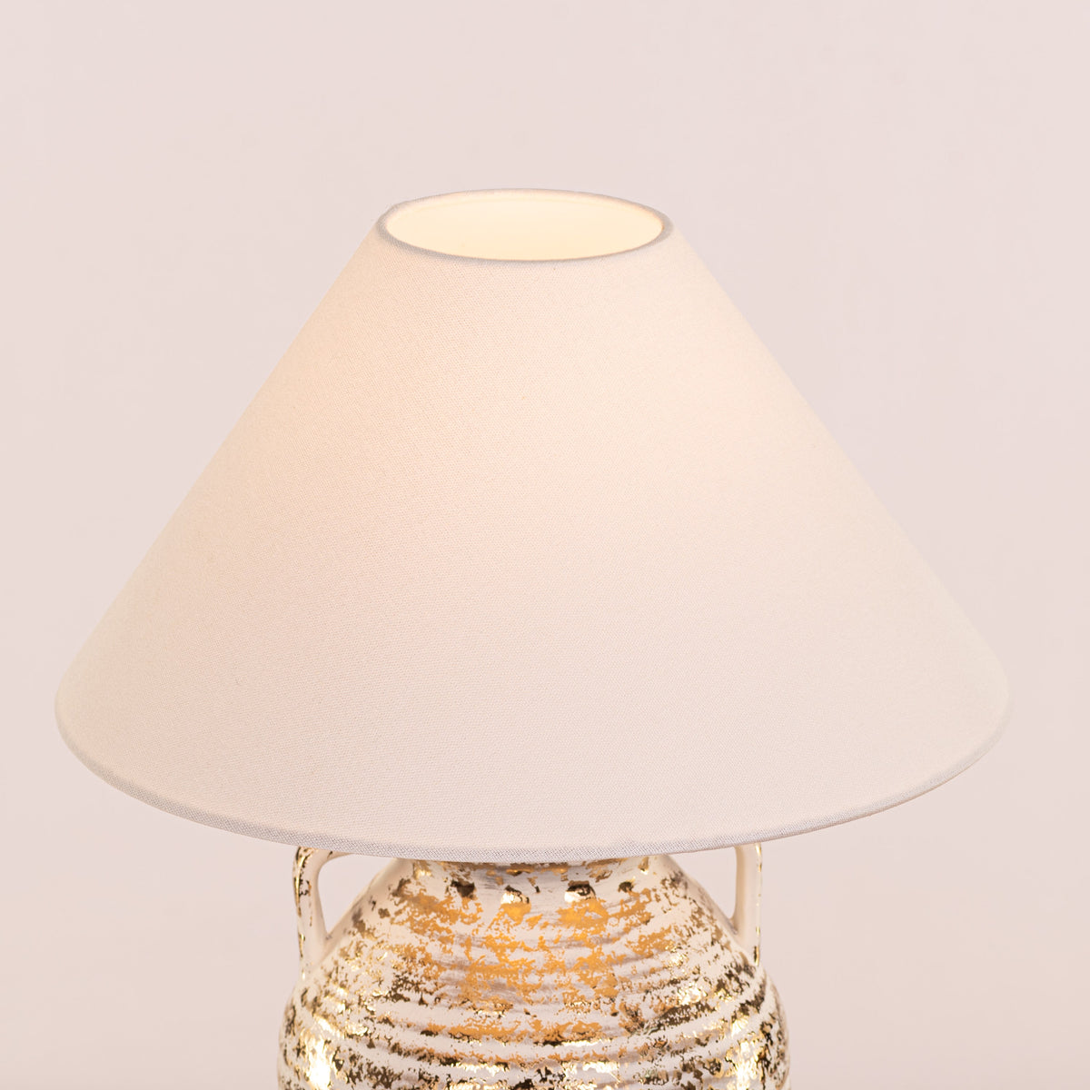 Velera (White, Gold) Fabric Table Lamp
