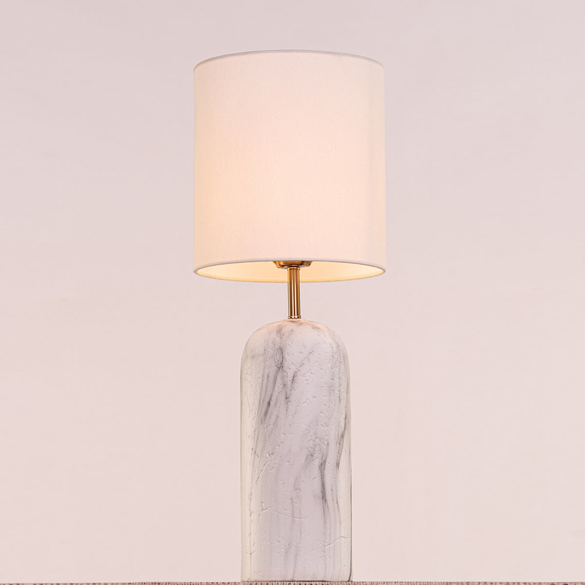 Words Unsaid (Grey, White) Fabric Table Lamp