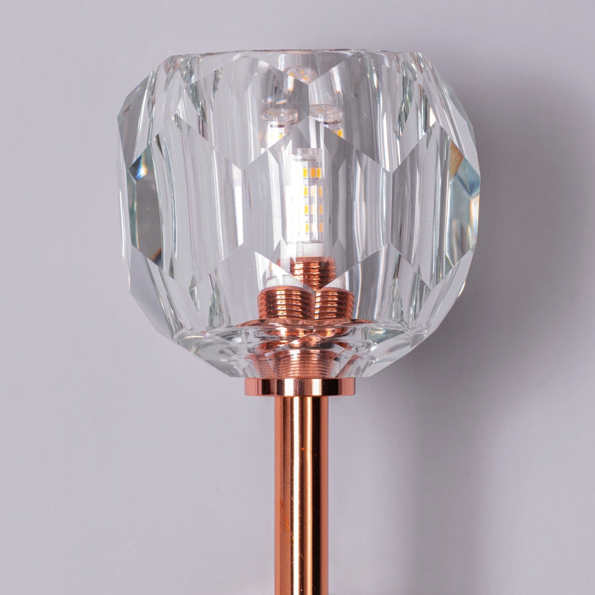 White Diamond (Long Stem, Rose Gold, Single Head) Crystal Wall Light
