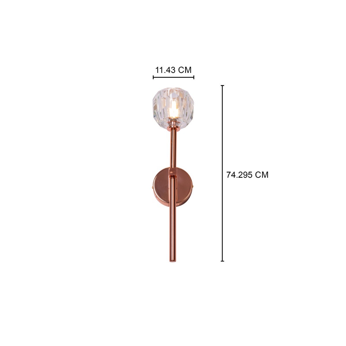 White Diamond (Long Stem, Rose Gold, Single Head) Crystal Wall Light