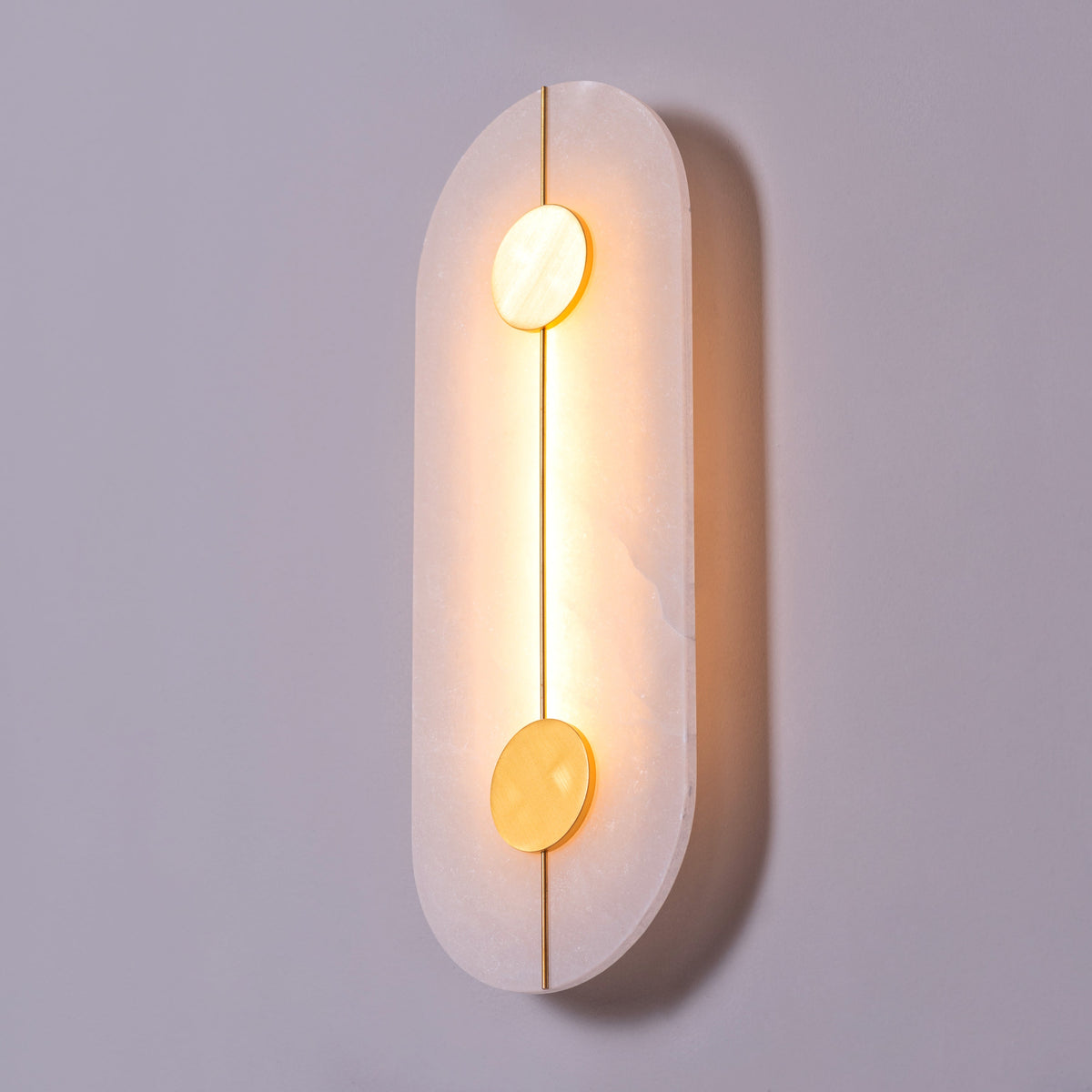 Long Story Short (Gold/White) Built-In LED Alabaster Wall Light