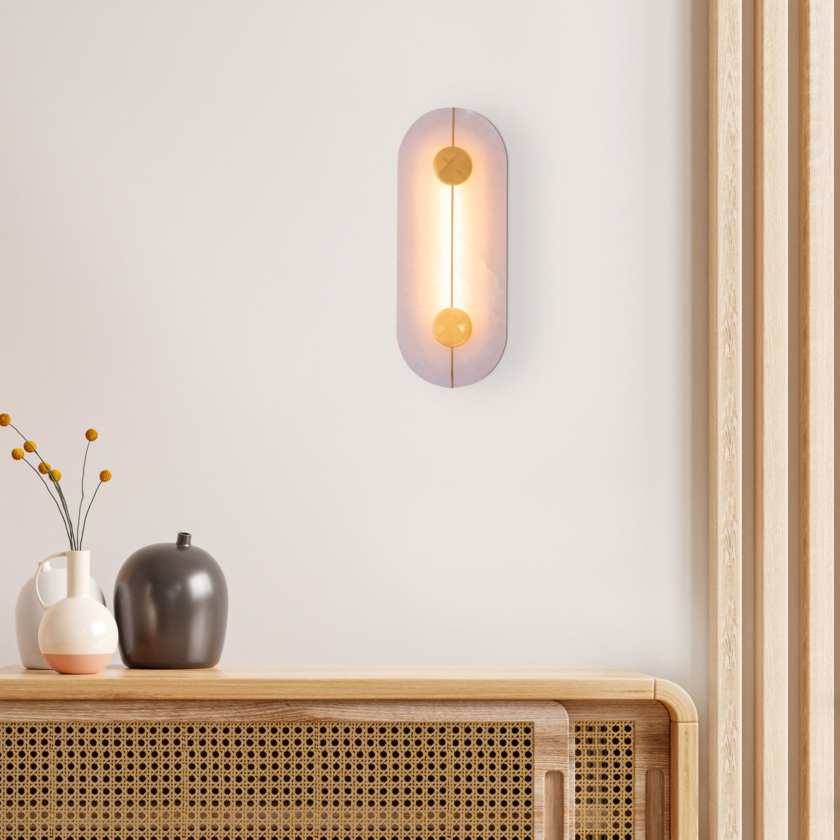 Long Story Short (Gold/White) Built-In LED Alabaster Wall Light