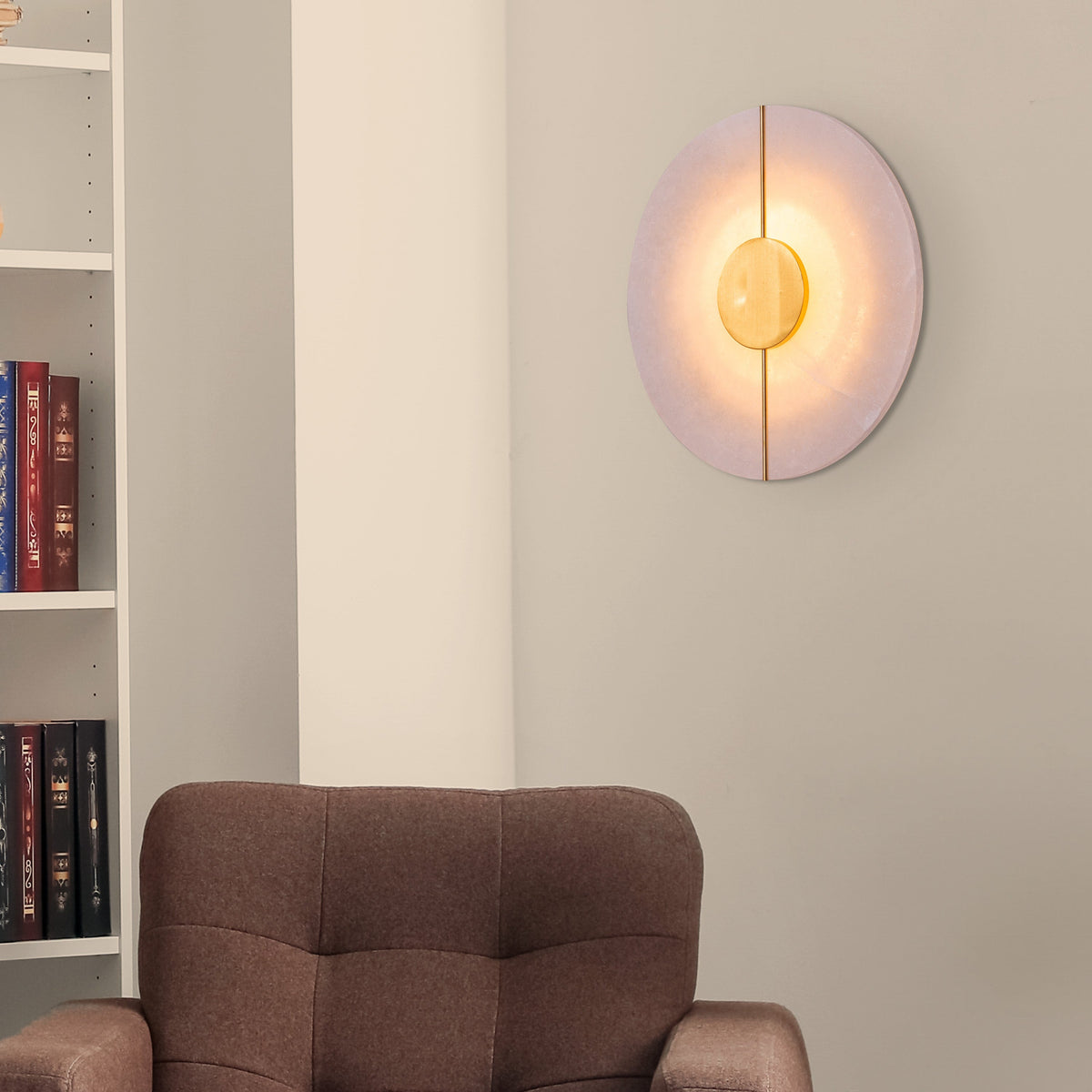 Boomerang (Gold, White) Built-In LED Alabaster Wall Light