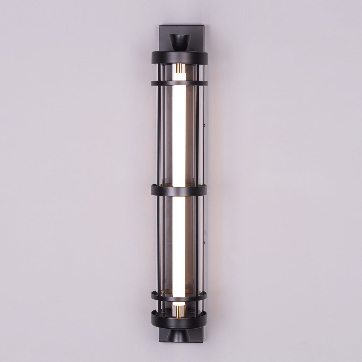 Travel Light (Black) Built-In LED Clear Glass Wall Light