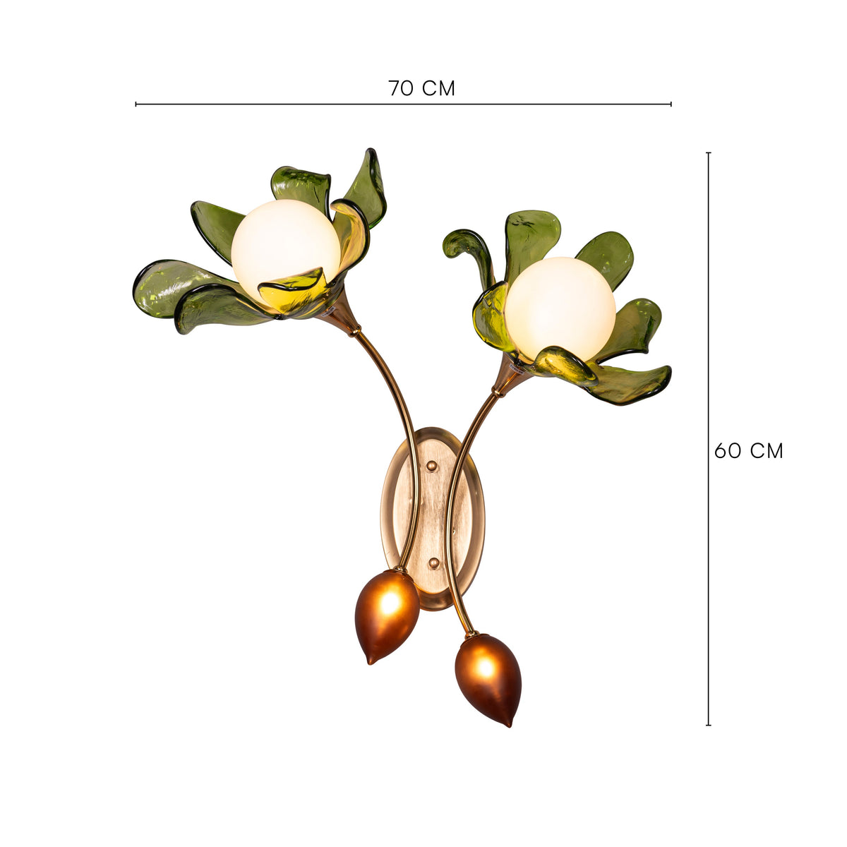 Midori Radiance (Gold, Green & Amber) Tinted Glass Wall Light