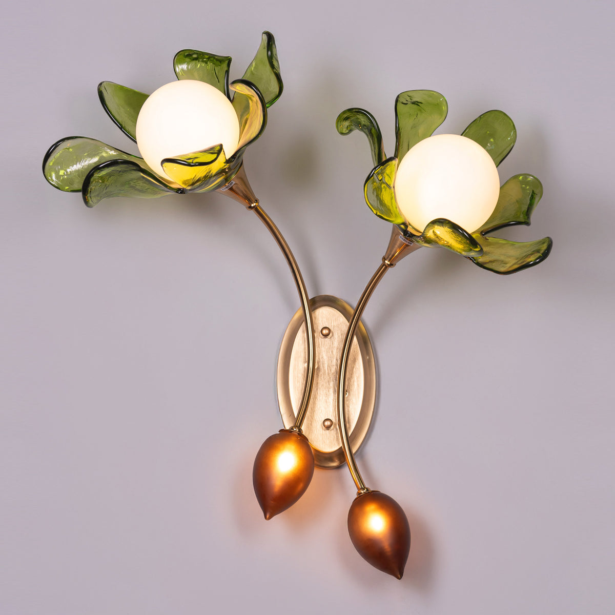 Midori Radiance (Gold, Green & Amber) Tinted Glass Wall Light