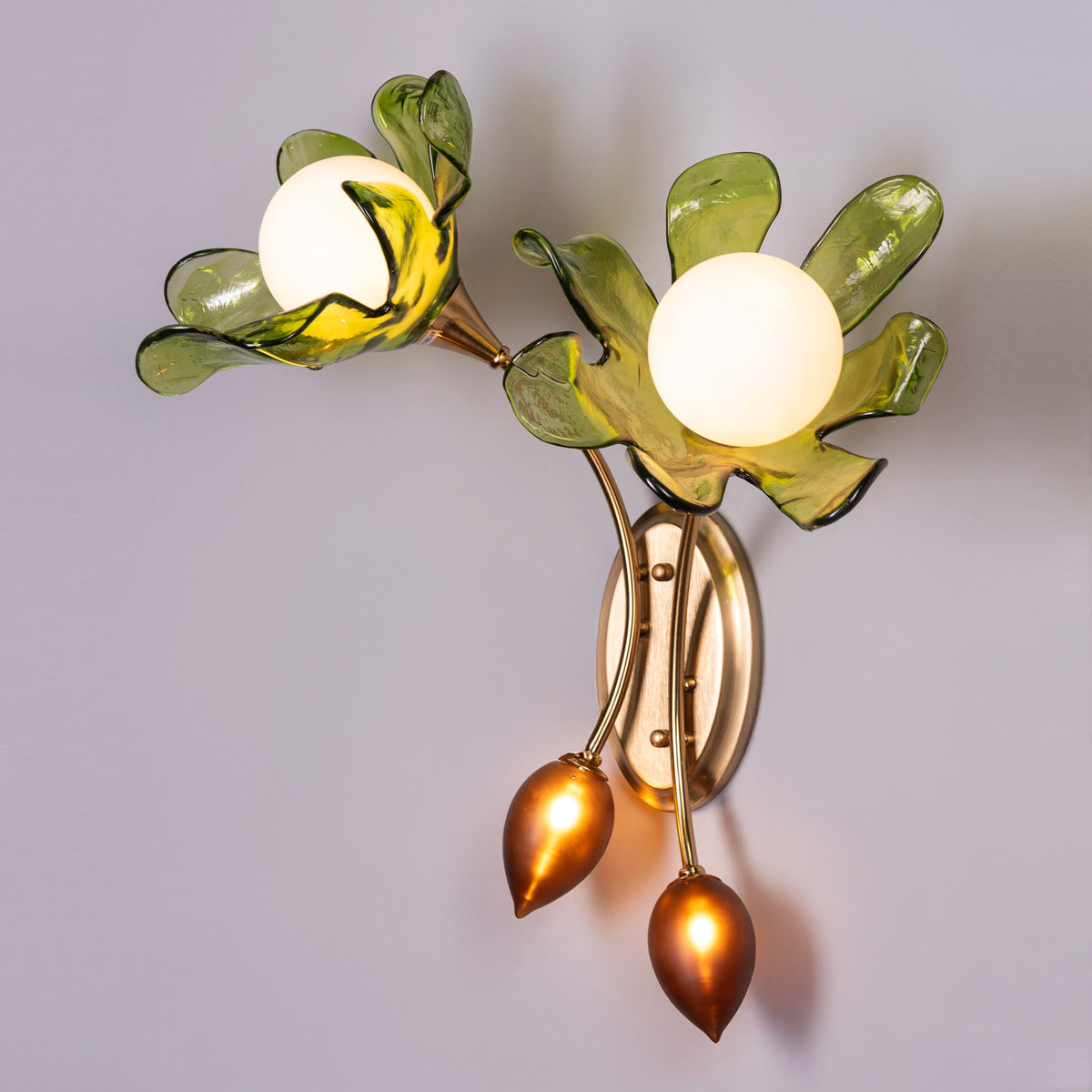 Midori Radiance (Gold, Green & Amber) Tinted Glass Wall Light