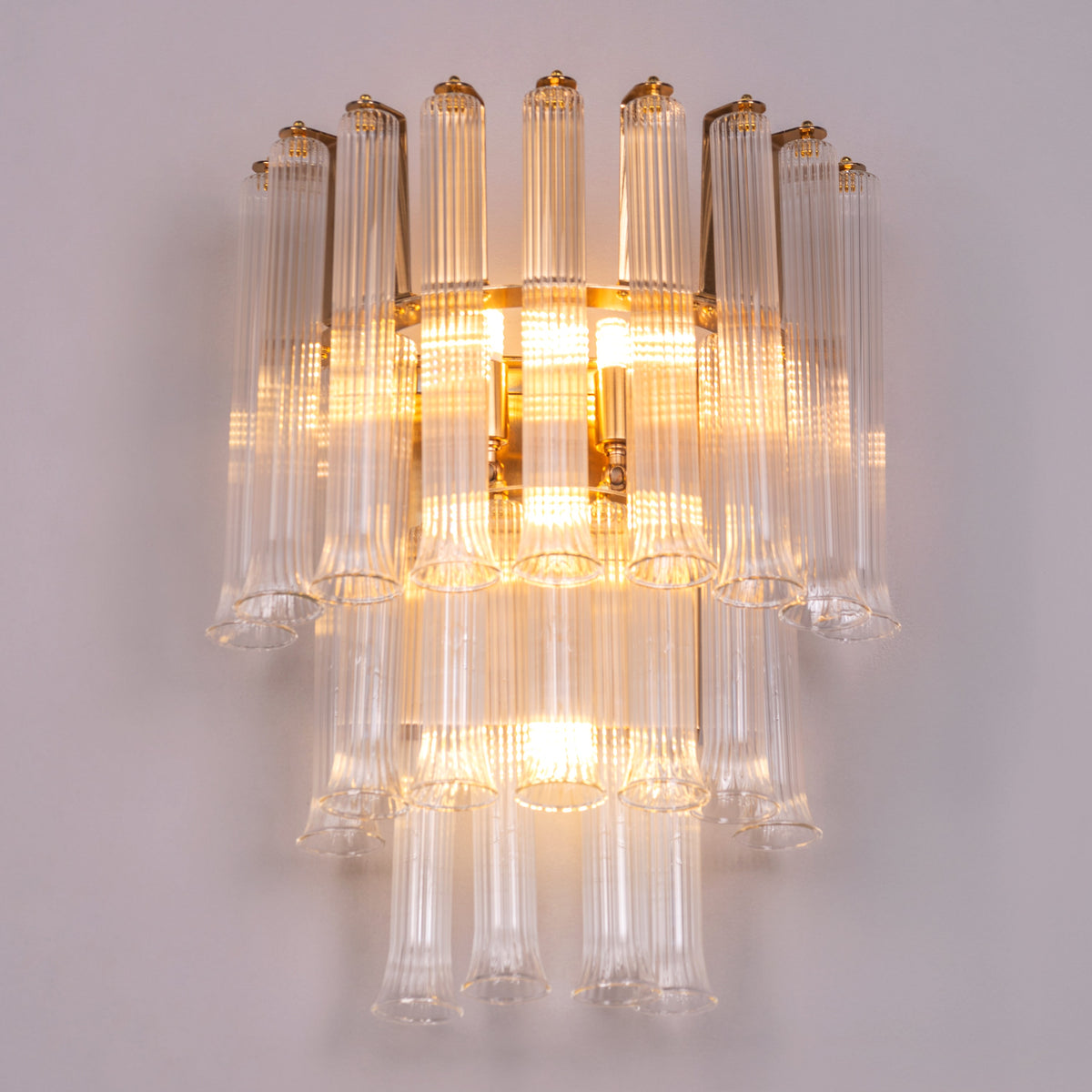 Play It Right (Gold, Clear) Textured Glass Wall Light