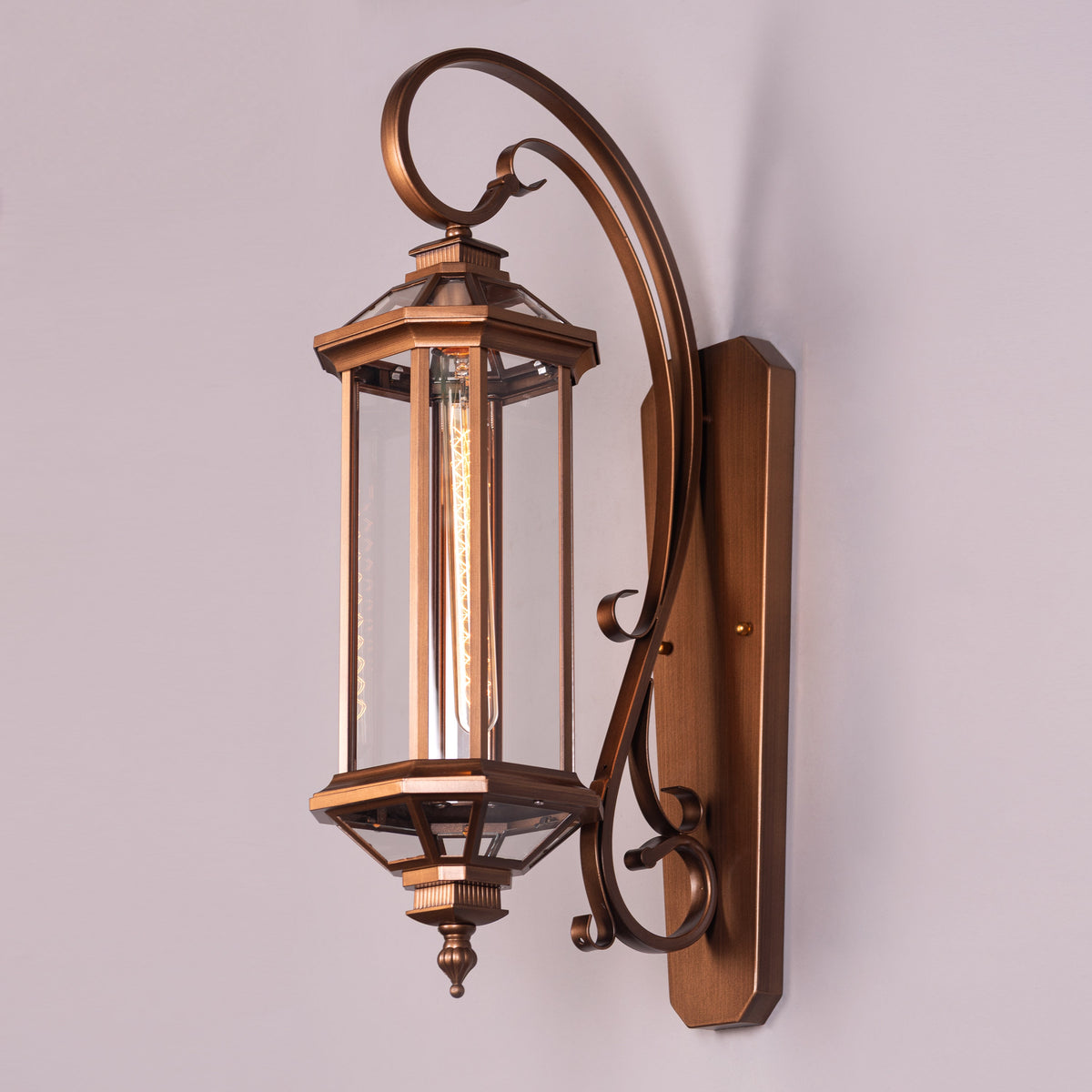Townhouse (Antique Gold) Clear Glass Outdoor Covered Wall Light